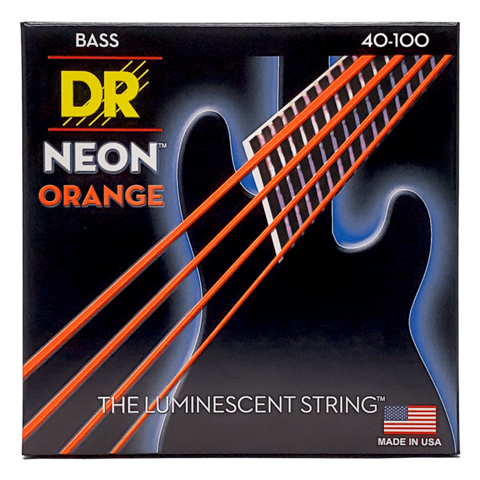 DR, HI-DEF NEON* - ORANGE Colored Bass Strings: Light 40-100