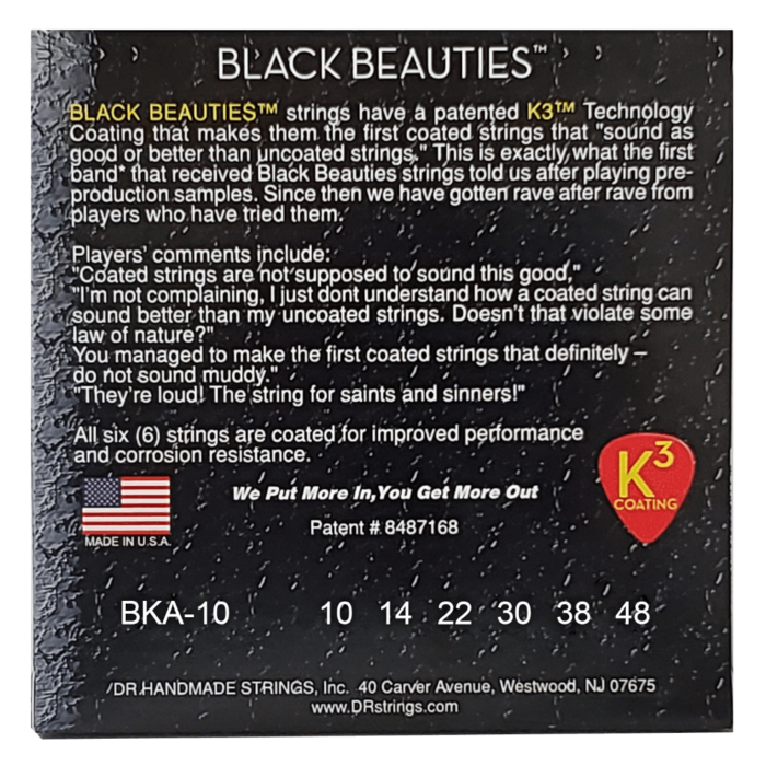 DR, BLACK BEAUTIES* - BLACK Colored Acoustic Guitar Strings: Extra Light 10-48 – Bild 2