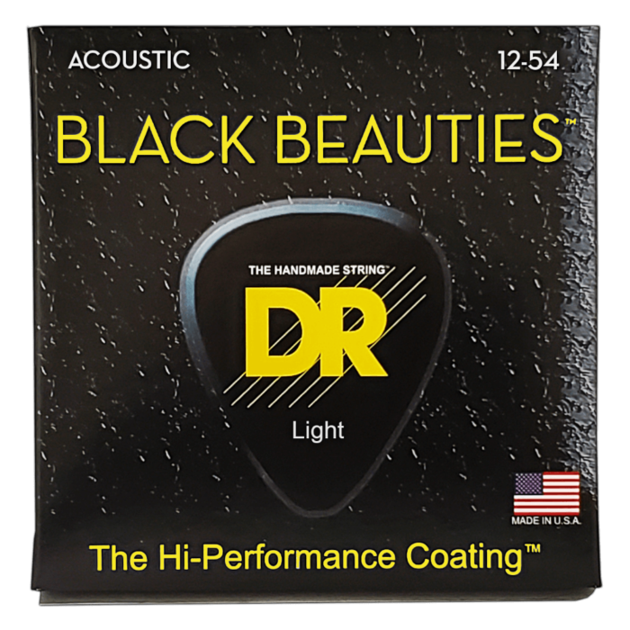 DR, BLACK BEAUTIES* - BLACK Colored Acoustic Guitar Strings: Light 12-54