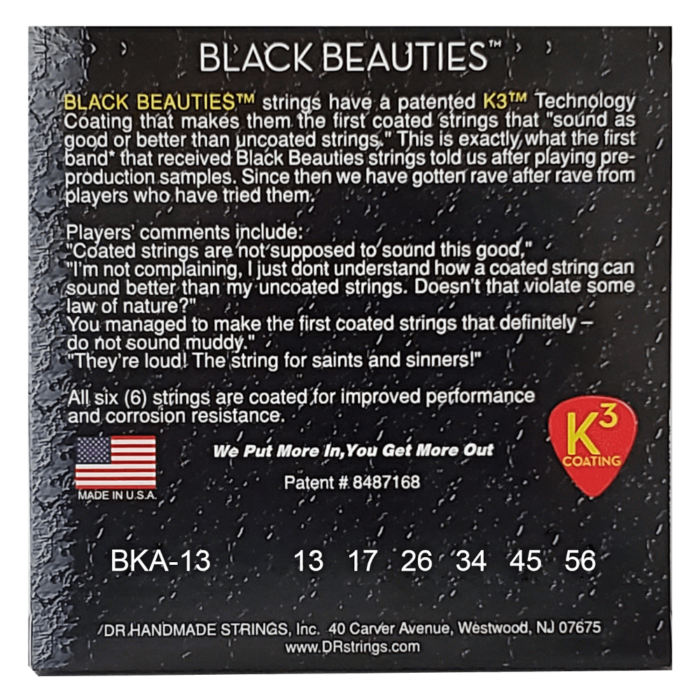 DR, BLACK BEAUTIES* - BLACK Colored Acoustic Guitar Strings: Medium 13-56 – Bild 2