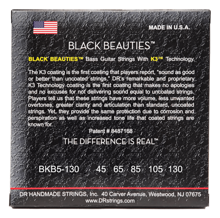 DR, BLACK BEAUTIES* - BLACK Colored Bass Strings: 5-String Medium to Heavy 45-130 - Image 2