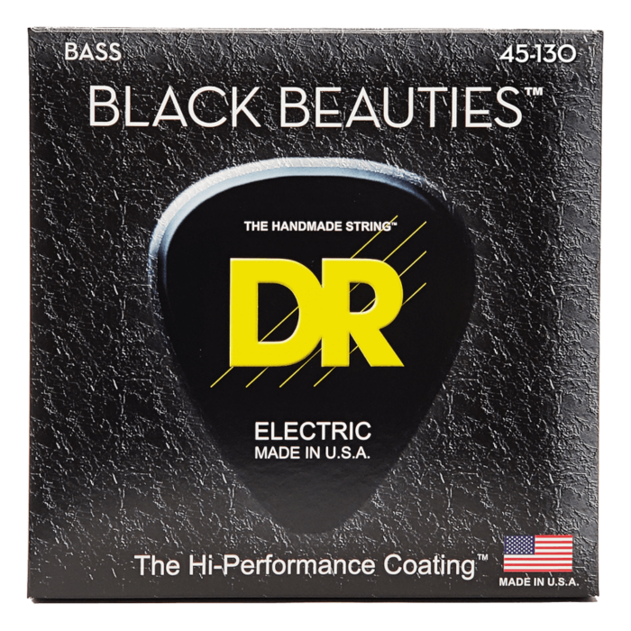 DR, BLACK BEAUTIES* - BLACK Colored Bass Strings: 5-String Medium to Heavy 45-130