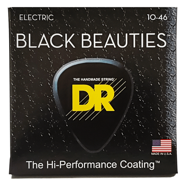 DR, BLACK BEAUTIES* - BLACK Colored Electric Guitar Strings: Medium 10-46