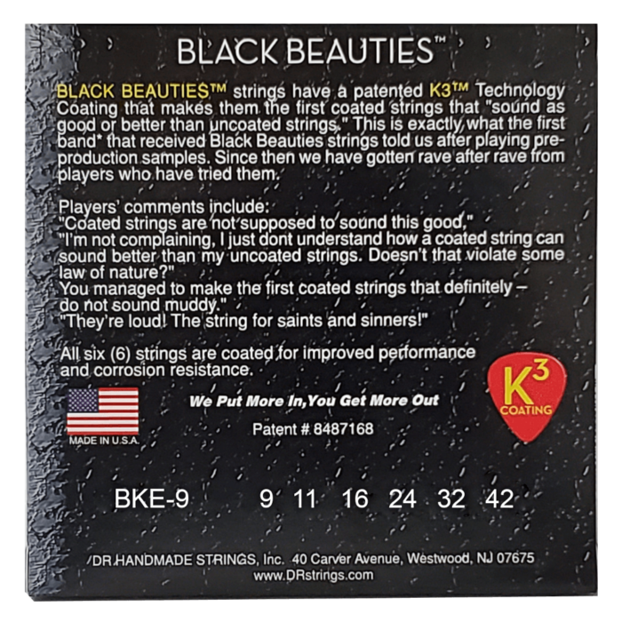 DR, BLACK BEAUTIES* - BLACK Colored Electric Guitar Strings: Light 9-42 – Bild 2