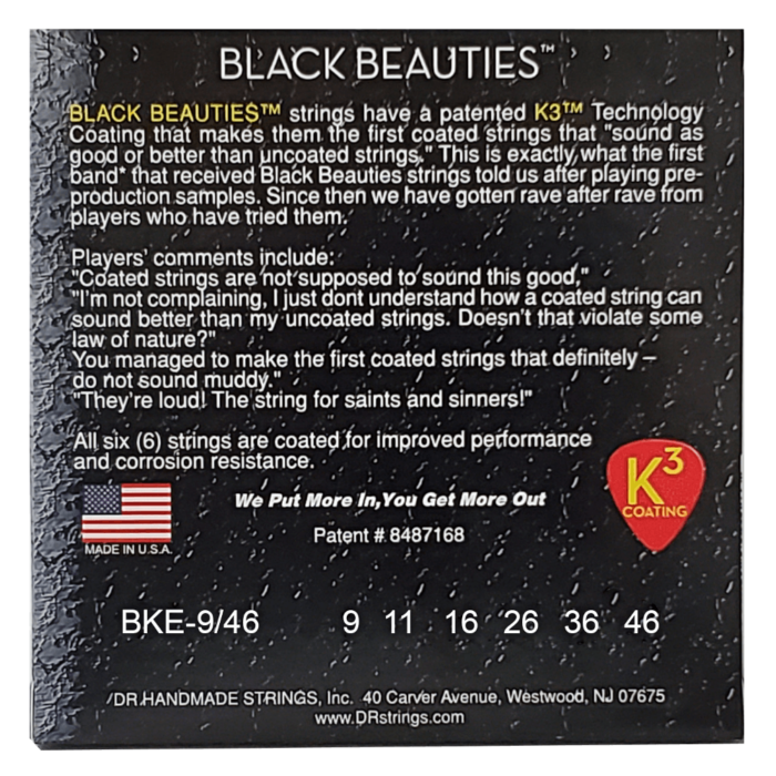 DR, BLACK BEAUTIES* - BLACK Colored Electric Guitar Strings: Light to Medium 9-46 – Bild 2