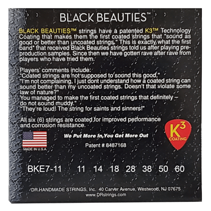 DR, BLACK BEAUTIES* - BLACK Colored Electric Guitar Strings: 7-String Heavy 11-60 – Bild 2