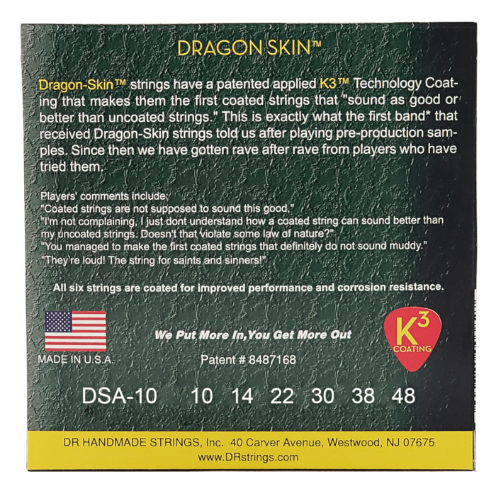 DR, DRAGON SKIN* - CLEAR Coated Acoustic Guitar Strings: Extra Light 10-48 – Bild 2