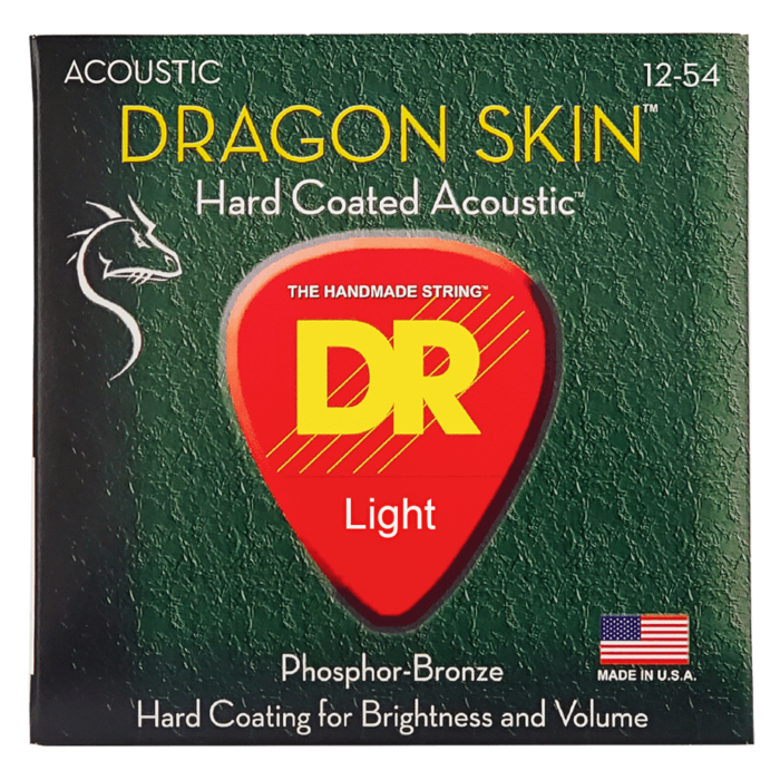 DR, DRAGON SKIN* - CLEAR Coated Acoustic Guitar Strings: Light 12-54