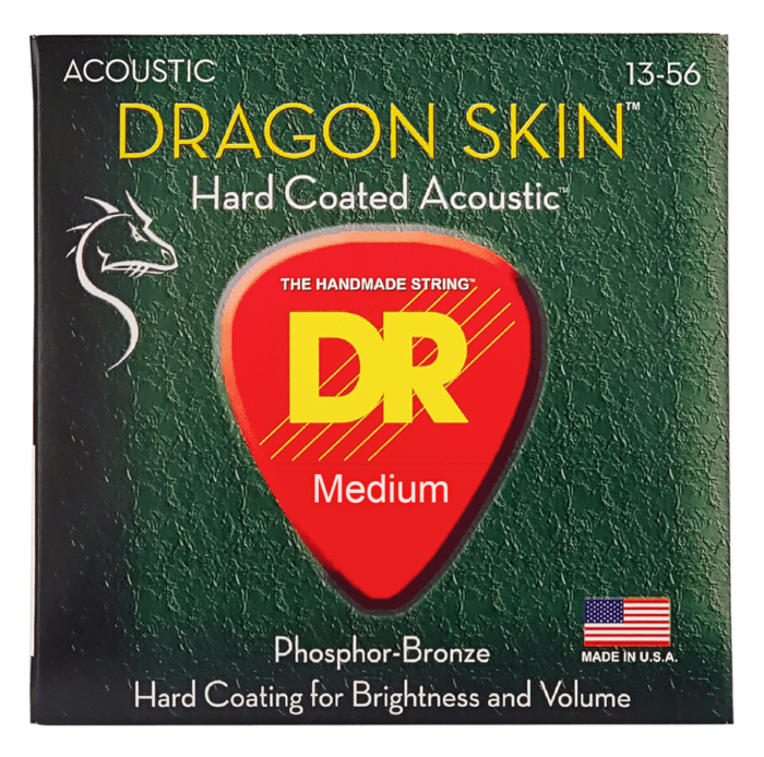 DR, DRAGON SKIN* - CLEAR Coated Acoustic Guitar Strings: Medium 13-56