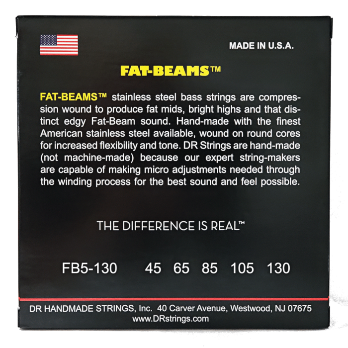 DR, FAT-BEAM* - Stainless Steel Bass Strings: 5-String Medium to Heavy 45-130 – Bild 2