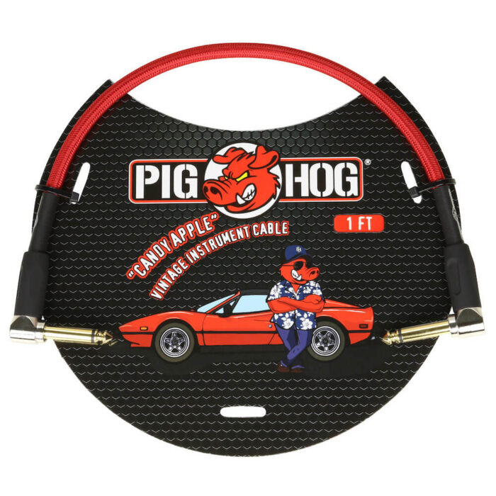 Pig Hog  "Candy Apple Red" Patch Cable, 30cm/1ft  Winkelstecker