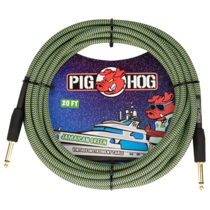 Pig Hog "Jamaican Green" Instrument Cable, 6m/20ft