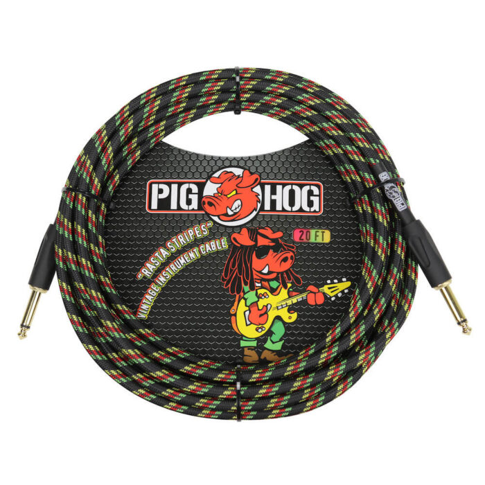 Pig Hog "Rasta Stripes" Instrument Cable, 20ft