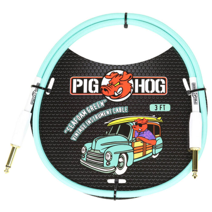 Pig Hog "Seafoam Green" 1ft Right Angled Patch Cables