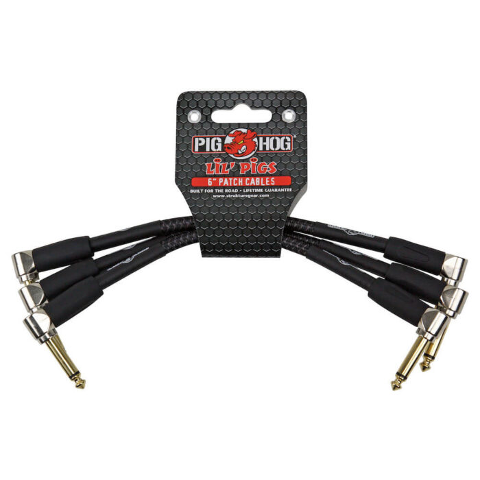 Pig Hog "Black Woven" Patch Cables, 15cm/6", 3 St.