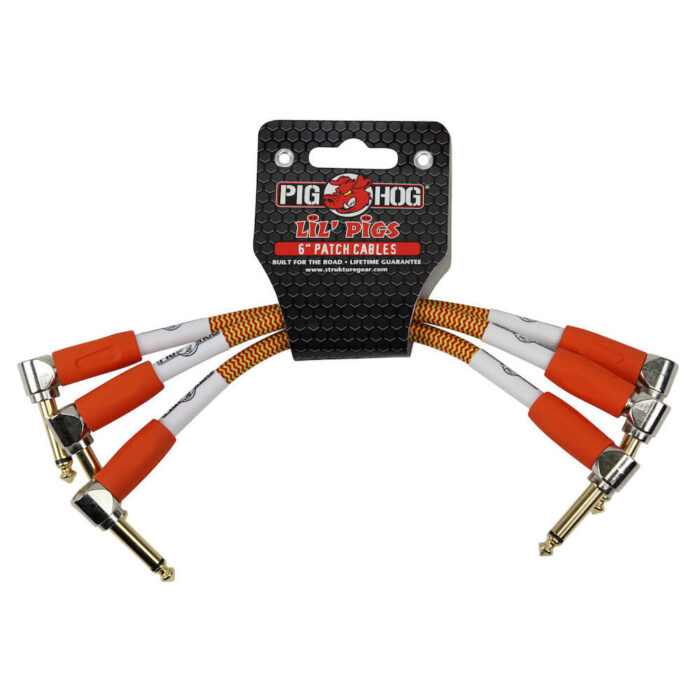 Pig Hog "Orange Cream" Patch Cables, 15cm/6", 3 St.