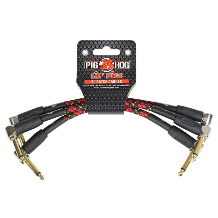 Pig Hog "Tartan Plaid" Patch Cables, 15cm/6", 3 St.