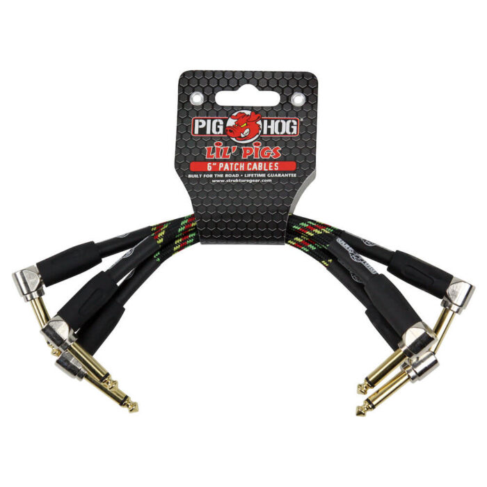 Pig Hog "Rasta Stripe" Patch Cables, 15cm/6", 3 St.