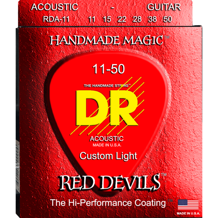 DR, RED DEVILS* - RED Colored Acoustic Guitar Strings: Custom Light 11-50