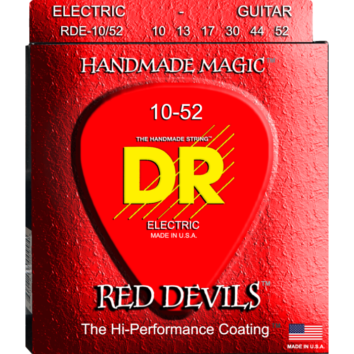 DR, RED DEVILS* - RED Colored Electric Guitar Strings: Medium to Heavy 10-52