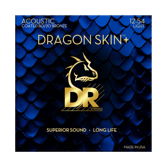 DR, DRAGON SKIN+ 80/20 Bronze Acoustic Guitar Strings: Light 12-54