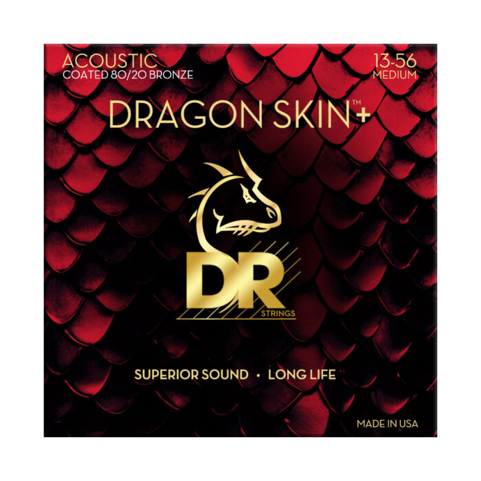 DR, DRAGON SKIN+ 80/20 Bronze Acoustic Guitar Strings: Medium 13-56