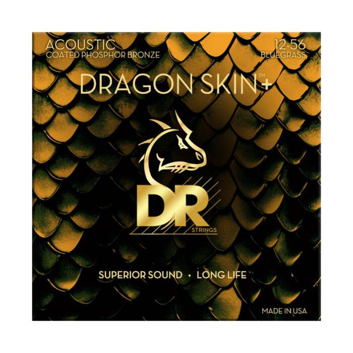 DR, DRAGON SKIN+ Phospor Bronze Acoustic Guitar Strings: Bluegrass 12-56