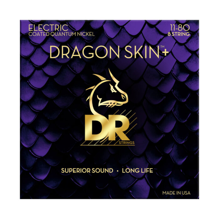 DR, DRAGON SKIN+ Quantum Nickel Electric Guitar Strings: 8 string Heavy 11-80