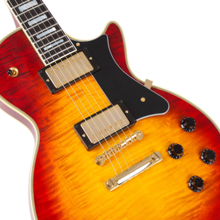 Heritage, Custom Shop Core Collection H-157 Maple Top Electric Guitar, Dark Cherry Sunburst - Image 3