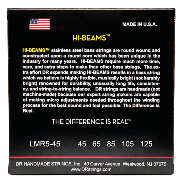 DR, HI-BEAM* - Stainless Steel Bass Strings: 5-String Medium 45-125 X-long Scale - Image 2