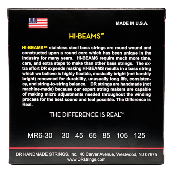 DR, HI-BEAM* - Stainless Steel Bass Strings: 6-String Medium 30-125 - Image 2