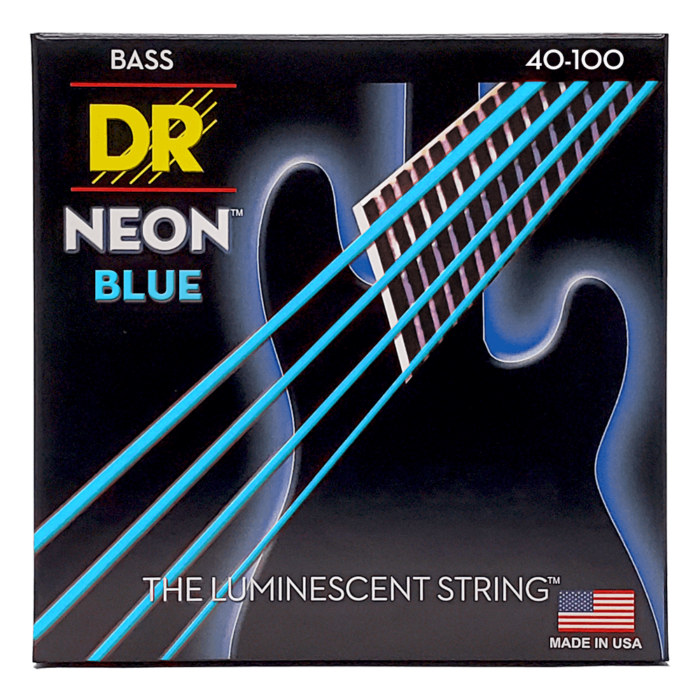 DR, HI-DEF NEON* - BLUE Colored Bass Strings: Light 40-100