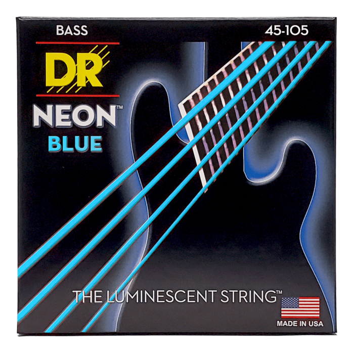 DR, HI-DEF NEON* - BLUE Colored Bass Strings: Medium 45-105