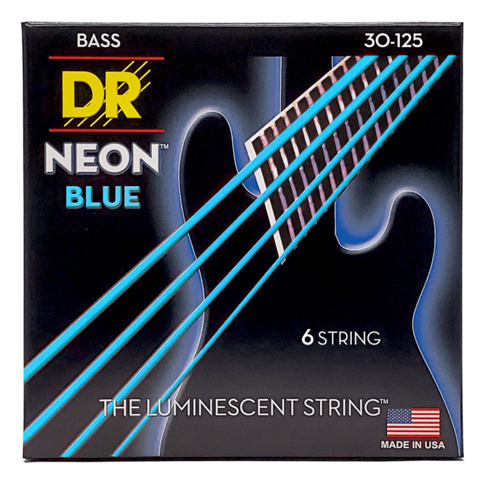 DR, HI-DEF NEON* - BLUE Colored Bass Strings: 6-String Medium 30-125