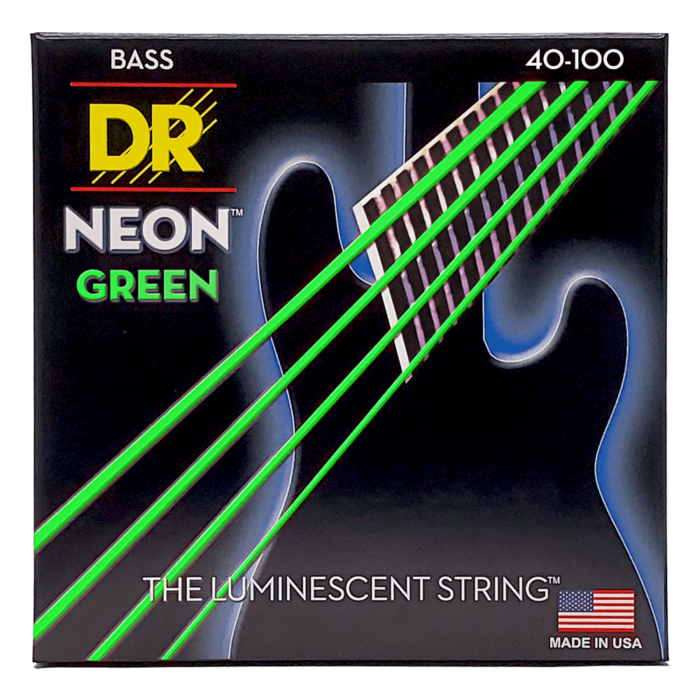 DR, HI-DEF NEON* - GREEN Colored Bass Strings: Light 40-100