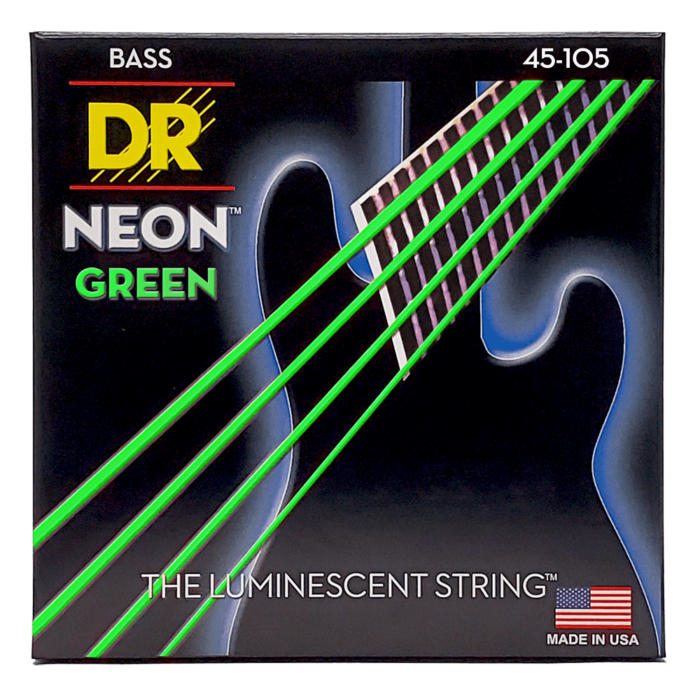DR, HI-DEF NEON* - GREEN Colored Bass Strings: Medium 45-105