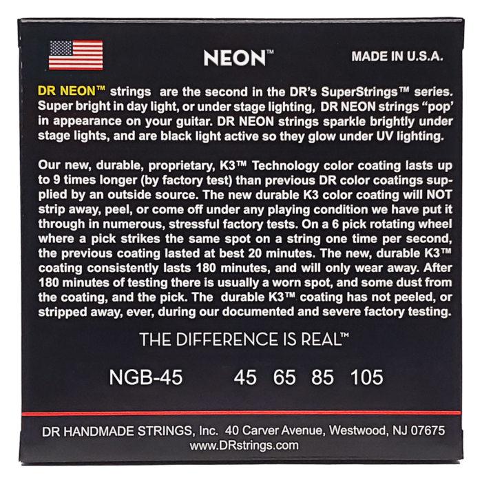 DR, HI-DEF NEON* - GREEN Colored Bass Strings: Medium 45-105 – Bild 2