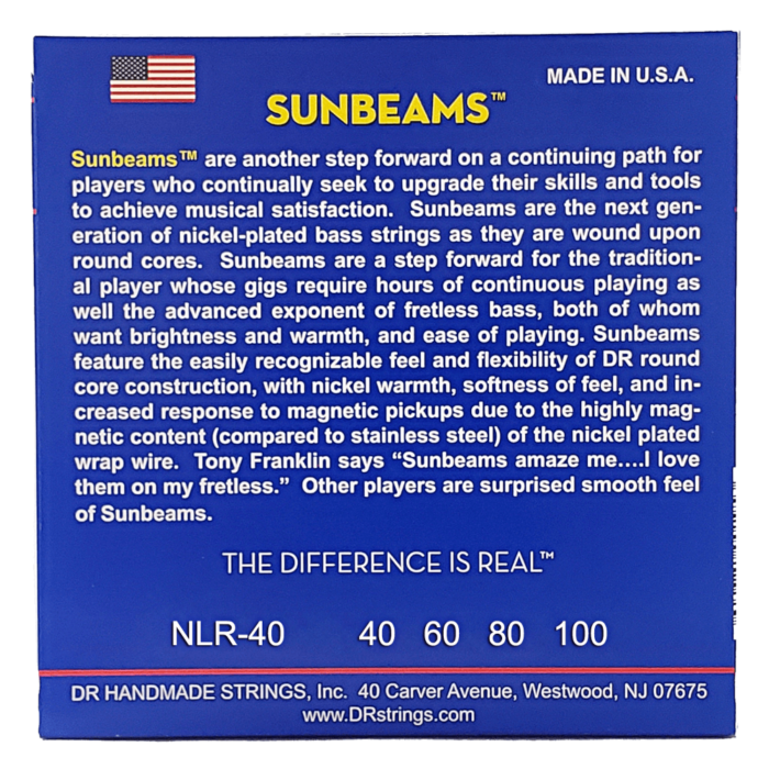 DR, SUNBEAM* - Nickel Plated Bass Strings: Light 40-100 – Bild 2