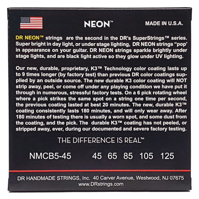 DR, HI-DEF NEON* - MULTI-COLOR Colored Bass Strings: 5-String Medium 45-125 – Bild 2