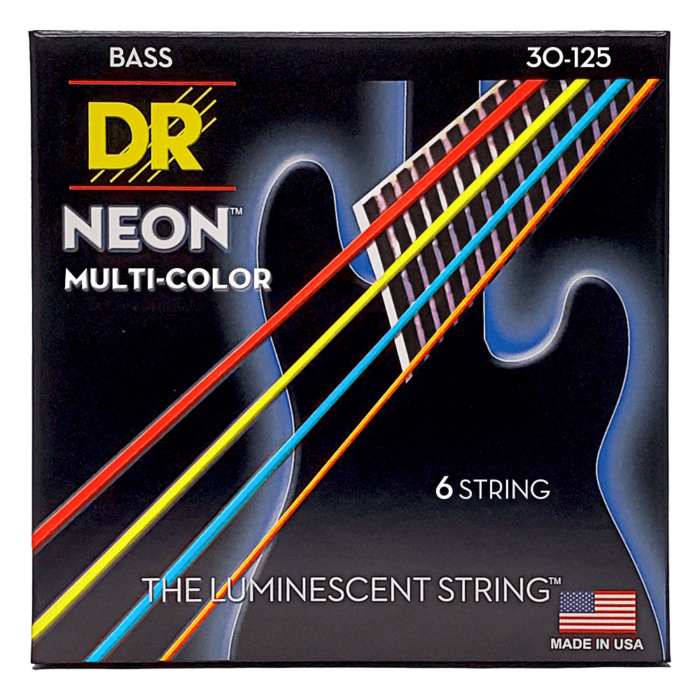DR, HI-DEF NEON* - MULTI-COLOR Colored Bass Strings: 6-String Medium 30-125