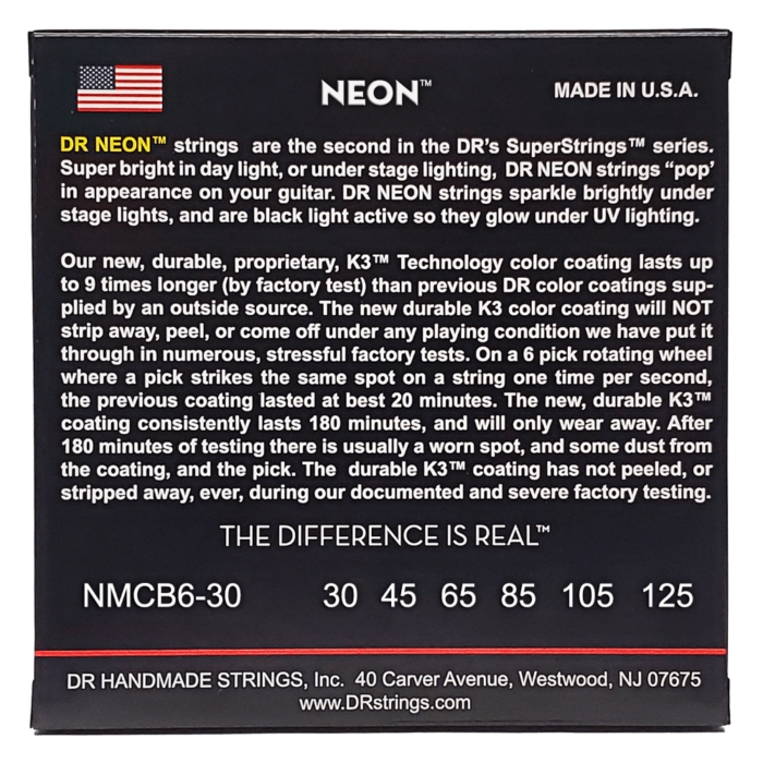 DR, HI-DEF NEON* - MULTI-COLOR Colored Bass Strings: 6-String Medium 30-125 – Bild 2