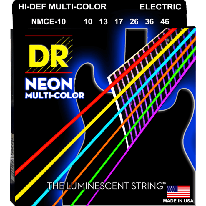 DR, HI-DEF NEON* - MULTI-COLOR Colored Electric Guitar Strings: Medium 10-46