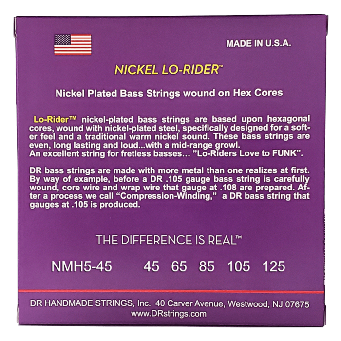 DR, NICKEL LO-RIDER* - Nickel Plated Bass Strings: 5-String Medium 45-125 - Image 2