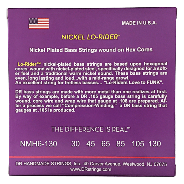 DR, NICKEL LO-RIDER* - Nickel Plated Bass Strings: 6-String Medium to Heavy 30-130 - Image 2