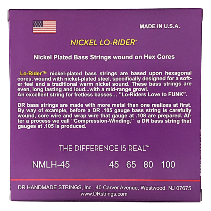 DR, NICKEL LO-RIDER* - Nickel Plated Bass Strings: Light to Medium 45-100 - Image 2