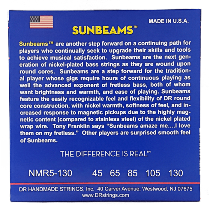 DR, SUNBEAM* - Nickel Plated Bass Strings: 5-String Medium to Heavy 45-130 - Image 2
