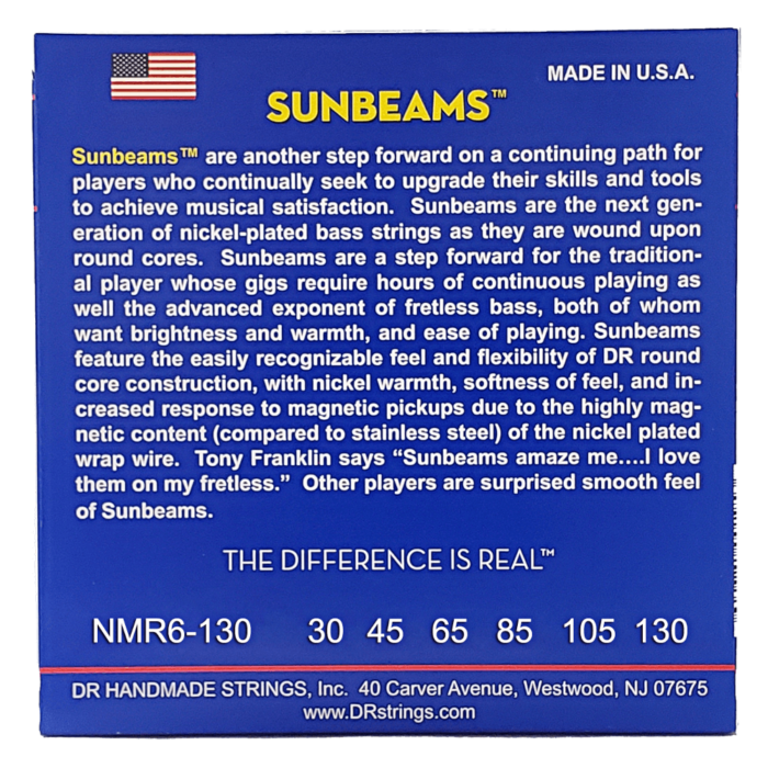 DR, SUNBEAM* - Nickel Plated Bass Strings: 6-String Medium to Heavy 30-130 – Bild 2