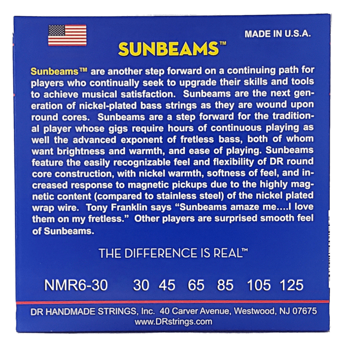 DR, SUNBEAM* - Nickel Plated Bass Strings: 6-String Medium 30-125 – Bild 2