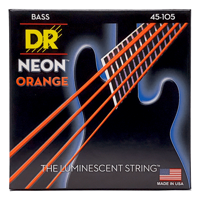 DR, HI-DEF NEON* - ORANGE Colored Bass Strings: Medium 45-105