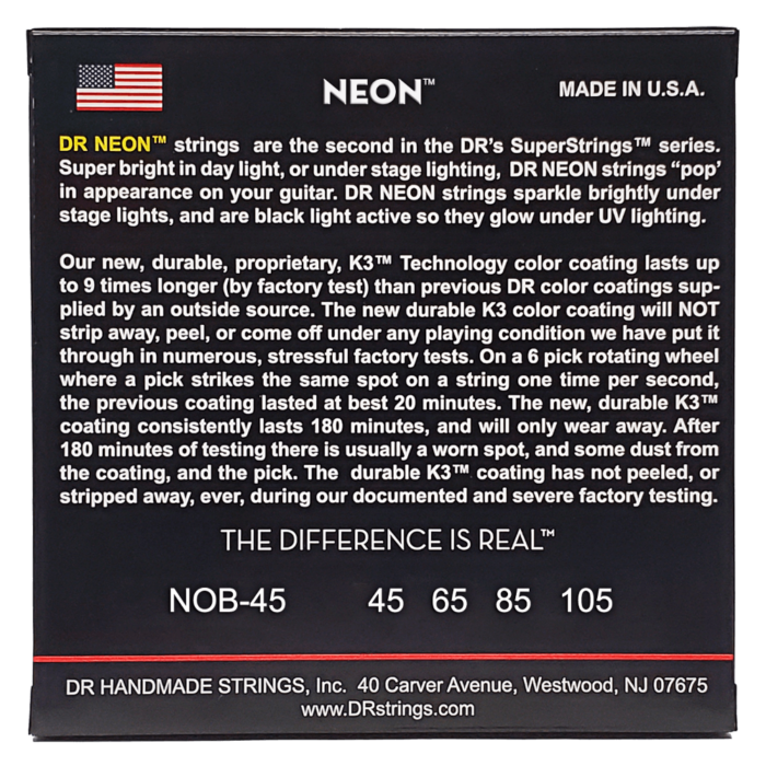 DR, HI-DEF NEON* - ORANGE Colored Bass Strings: Medium 45-105 – Bild 2